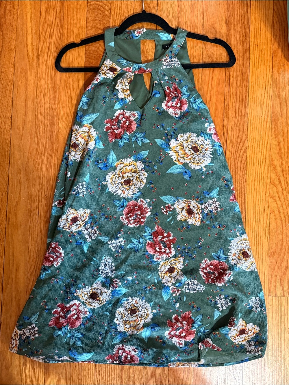 As U Wish Olive Green Dress with Multicolor Floral Trim